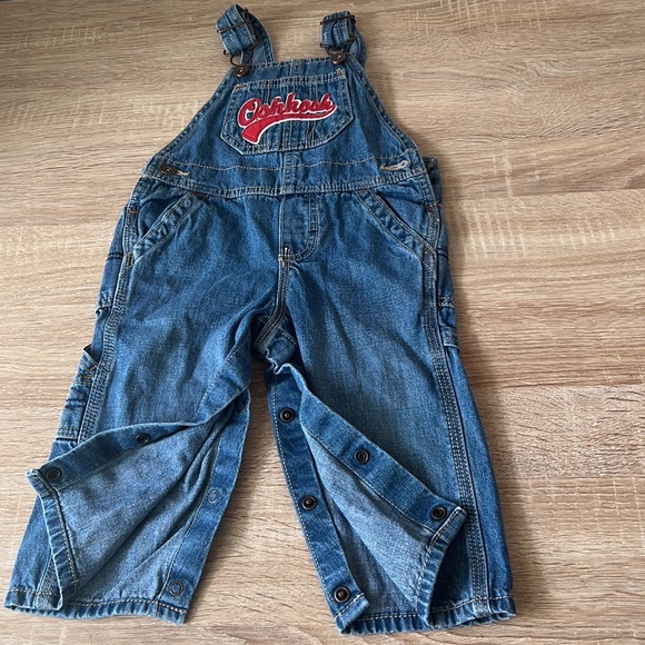 OshKosh Bgosh Toddler Boys 12M Blue Denim Jean Overalls Snap Button Cotton - Picture 3 of 3